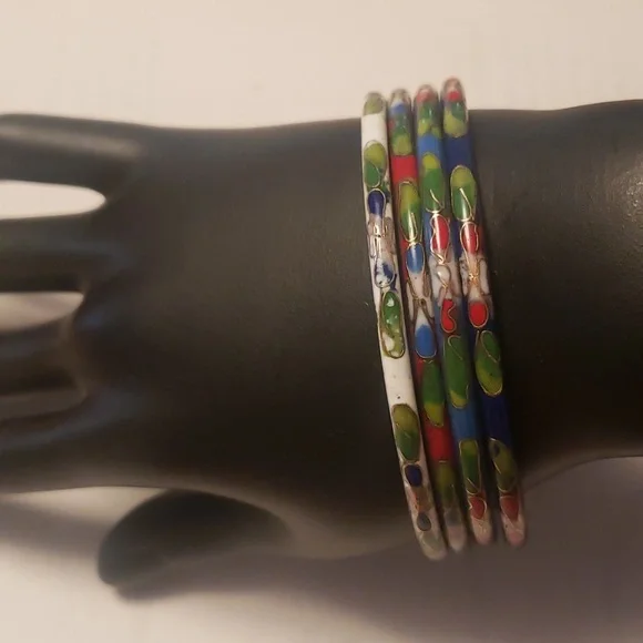 Cloisonné Bangle Bracelets - Picture 4 of 8